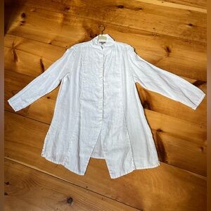 Flax White Linen Top